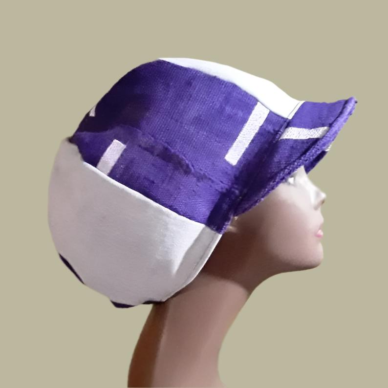 African Mudcloth Purple Hat Denim Apple Large Unisex – Hatscents