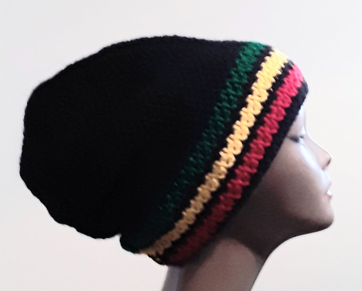 Black Rasta Stocking Cap - 2 sizes