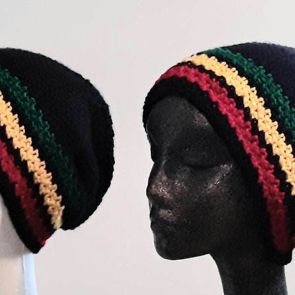 Black Rasta Stocking Cap - 2 sizes