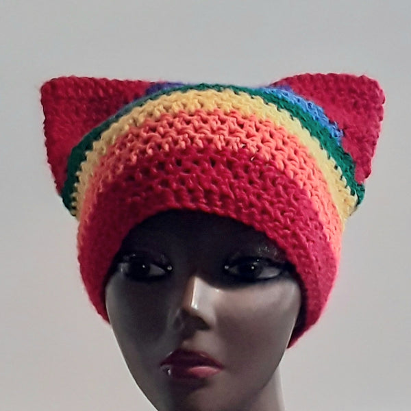 Rainbow cat hat for kids teens adults