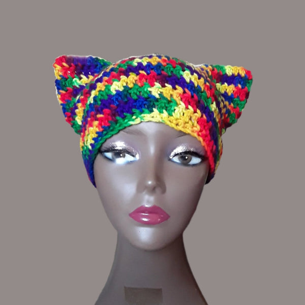 Rainbow Cat Hat with Ears