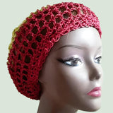 Hemp Hat Tam Crocheted w/drawstring Red Yellow Green Small Free Shipping - Image 5