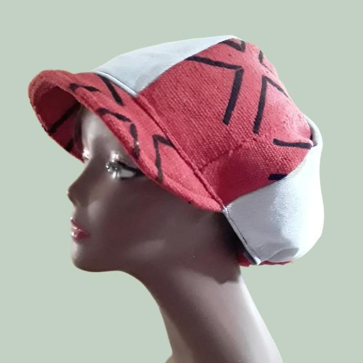 African Mudcloth Denim Hat Red Black Medium Unisex – Hatscents