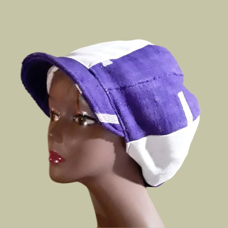 African Mudcloth Purple Hat Denim Apple Large Unisex – Hatscents