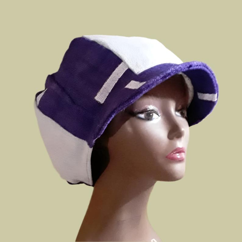 African Mudcloth Purple Hat Denim Apple Large Unisex – Hatscents