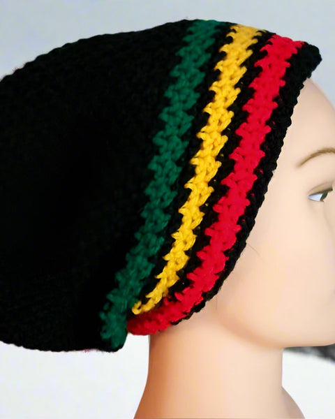 Rasta Hat Stocking Cap Slouchy Crocheted Men Women Handmade Locs Crochet Free Shipping - Image 2