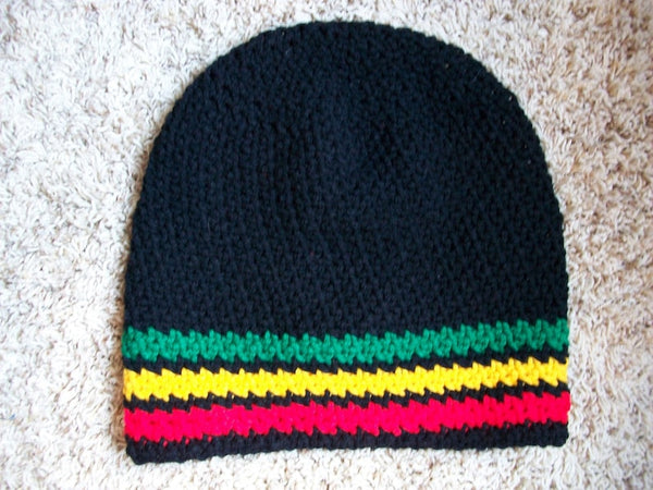 Rasta Hat Stocking Cap Slouchy Crocheted Men Women Handmade Locs Crochet Free Shipping - Image 3