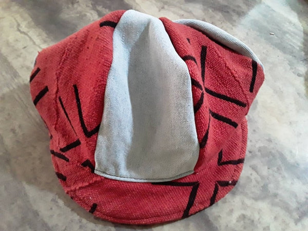 African Mudcloth Denim Hat Red Black Newsboy Apple Hat Medium Free Shipping - Image 5