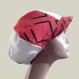 African Mudcloth Denim Hat Red Black Newsboy Apple Hat Medium Free Shipping - Image 2