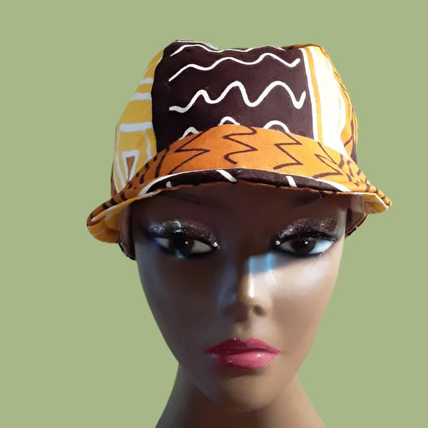 Mudcloth Print Baseball Hat Women Handmade Black White Gold Rust Small Medium Free Shipping - Image 3