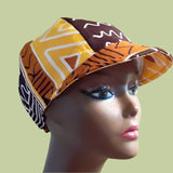 Mudcloth Print Baseball Hat Women Handmade Black White Gold Rust Small Medium Free Shipping