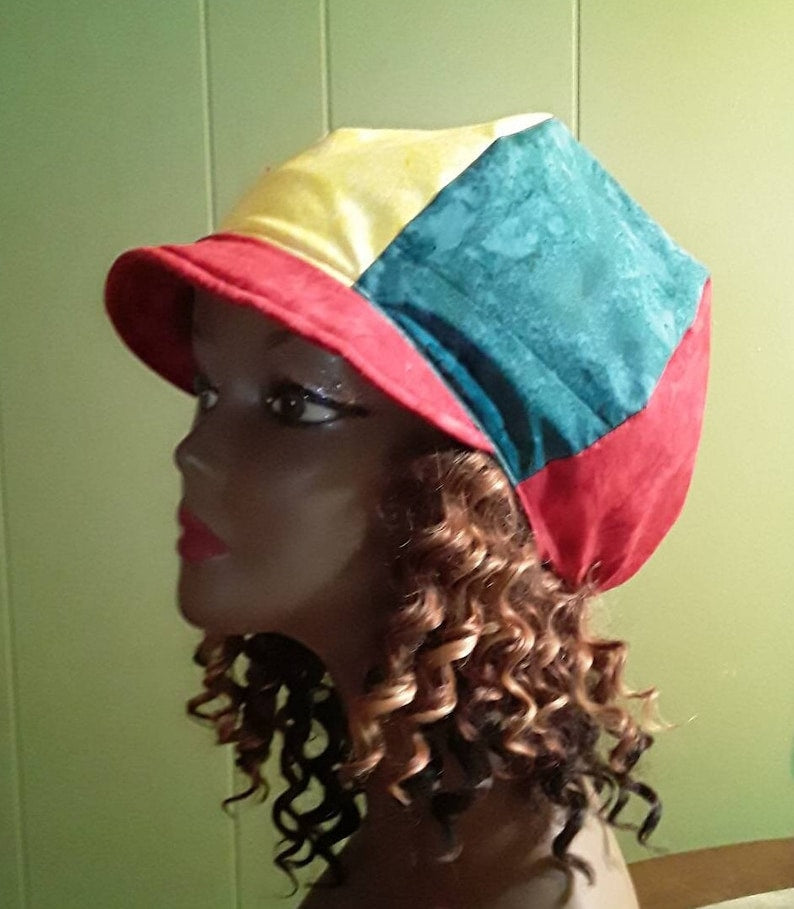 Rasta Hat Slouchy Newsboy Apple Baker Boy Batik Tie Dye Print Red Yellow Green Men Women Free Shipping - Image 5