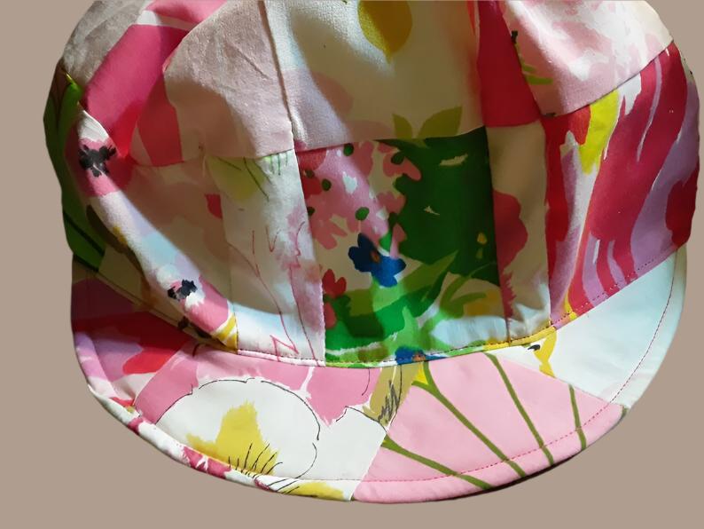 Pink Patchwork Vintage Fabric Apple Newsboy Brim Unisex Free Shipping Summer Hippie Medium Recycled Upcycled Repurposed - Image 6