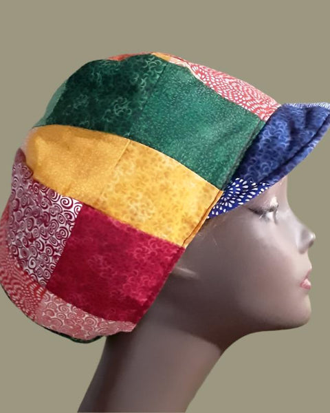 Rainbow Calico Patchwork Apple Newsboy Baker Boy Medium Hat Men Women Handmade Free Shipping