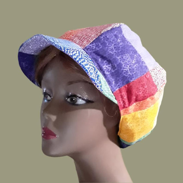 Rainbow Calico Patchwork Apple Newsboy Baker Boy Medium Hat Men Women Handmade Free Shipping - Image 3