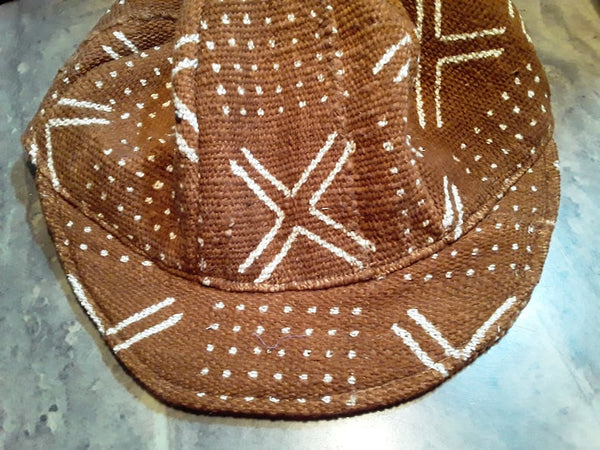 Brown White Mudcloth Baseball Hat Men Women Handmade Medium Large Free Shipping - Image 4