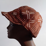 Brown White Mudcloth Baseball Hat Men Women Handmade Medium Large Free Shipping - Image 2