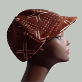 Brown White Mudcloth Baseball Hat Men Women Handmade Medium Large Free Shipping