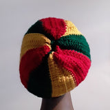 Rasta Stocking Cap Red Yellow Green Beanie Hat Cap Slouchy Crocheted Free Shipping - Image 3