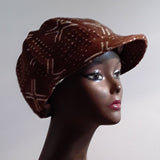 Brown White Mudcloth Baseball Hat Men Women Handmade Medium Large Free Shipping - Image 3