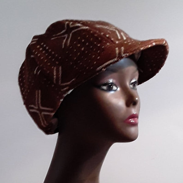 Brown White Mudcloth Baseball Hat Men Women Handmade Medium Large Free Shipping - Image 3