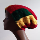 Rasta Stocking Cap Red Yellow Green Beanie Hat Cap Slouchy Crocheted Free Shipping - Image 4