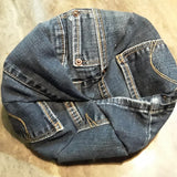 Recycled Upcycled Repurposed Denim Apple Newsboy Locs Men Women Seventies Hat Medium Free Shipping Handmade - Image 9