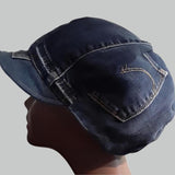 Recycled Upcycled Repurposed Denim Apple Newsboy Locs Men Women Seventies Hat Medium Free Shipping Handmade - Image 6