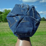 Recycled Upcycled Repurposed Denim Apple Newsboy Locs Men Women Seventies Hat Medium Free Shipping Handmade - Image 3