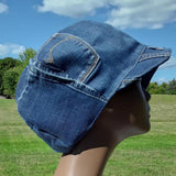 Recycled Upcycled Repurposed Denim Apple Newsboy Locs Men Women Seventies Hat Medium Free Shipping Handmade - Image 4